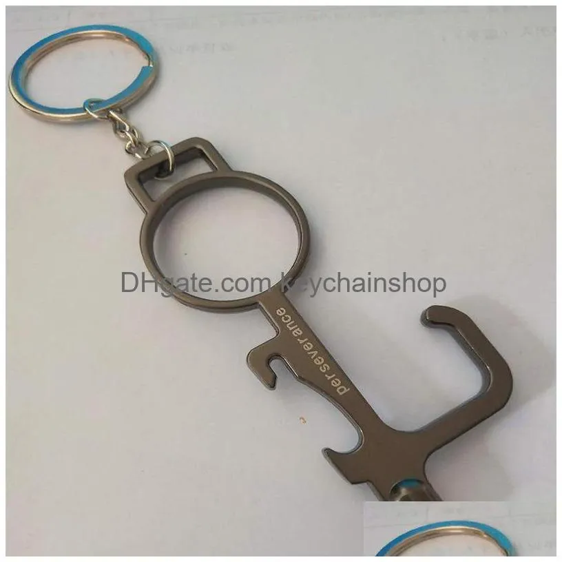 elevator buttons keyring contactless door opener keychain chain safety key grip ring protection isolation no touch metal edc tool in opp