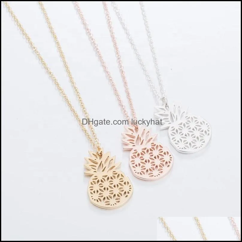 gold plated pineapple necklace stainless steel girls necklace