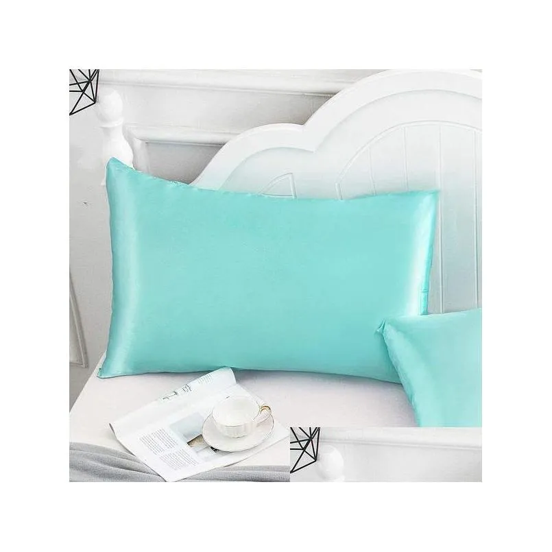 20x26 inch silk satin pillow case cooling envelope pillowcase ice silks skinfriendly pillowslip pillow cover bedding supplies 19 solid