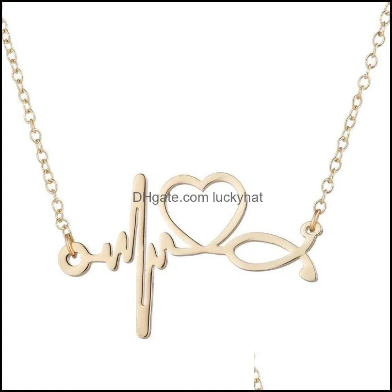 hot alloy chain and stainless steel pendant fashion necklace 2020 trendy heart necklace for women ecg pendant necklace