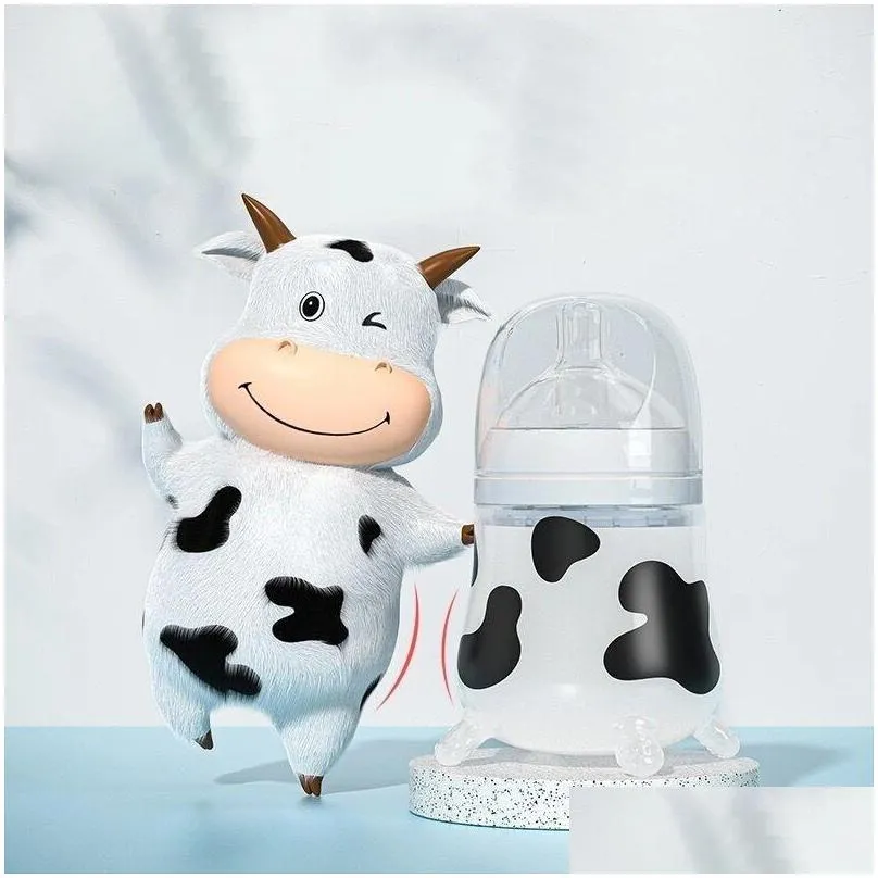 silicone baby feeding bottle cute cow imitating breast milk for born infant anticolic antichoking supplies 220414