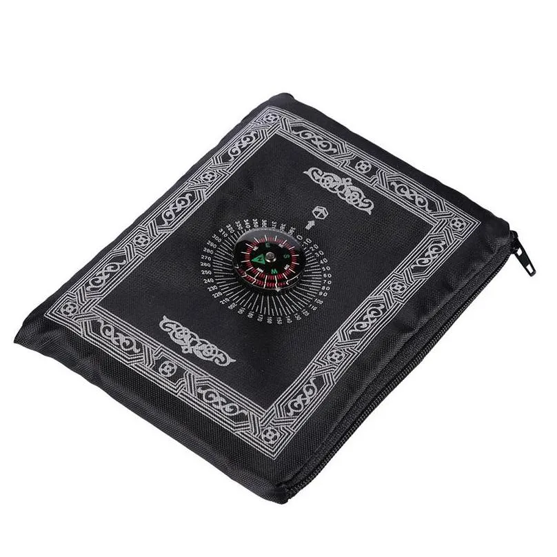 islamic prayer carpets braided mat zipper compass blankets portable travel pocket rug rectangular waterproof carpet
