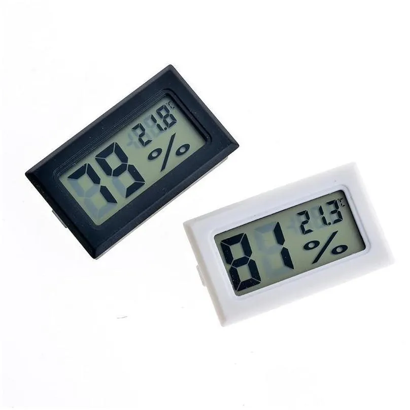 black/white mini digital lcd environment thermometer hygrometer humidity temperature meter in room refrigerator icebox 