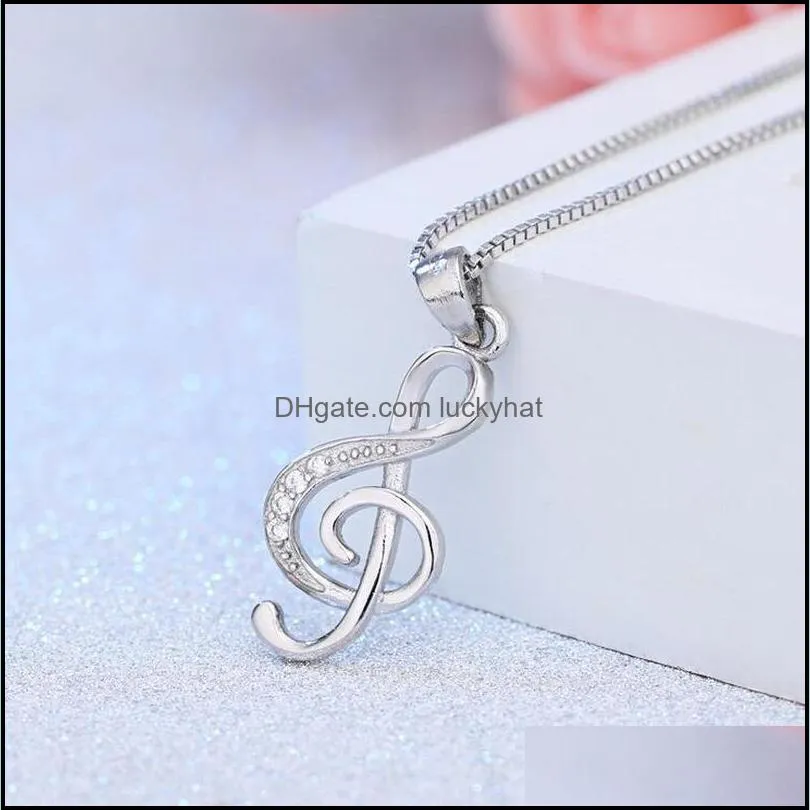 music symbol pendant necklace the main melody of love zircon necklace