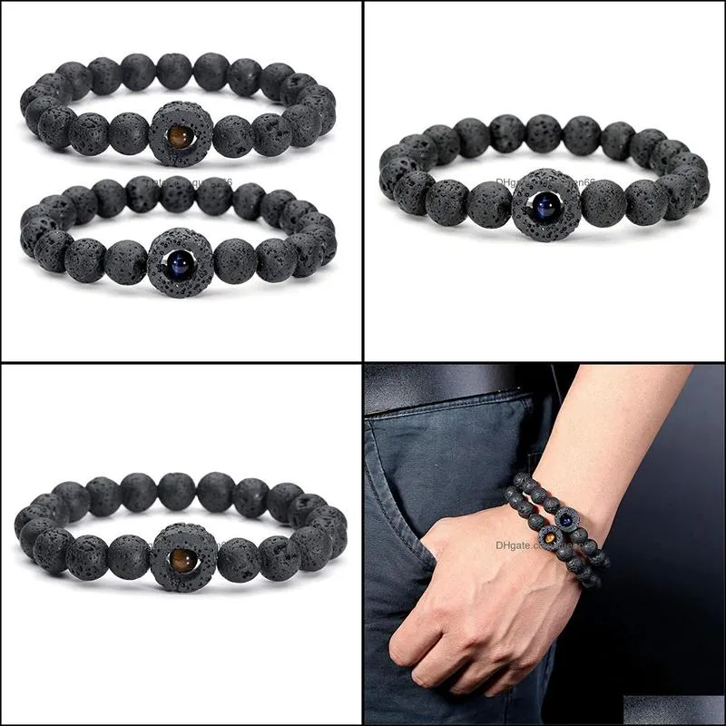 new styles 8mm natural black lava stone tiger eye bracelet diy aromatherapy essential oil diffuser bracelet