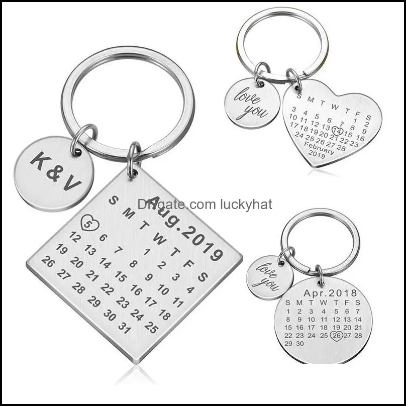custom key rings keychain engraved custom date stainless steel keyring wedding anniversary gift for boyfriend girlfriend