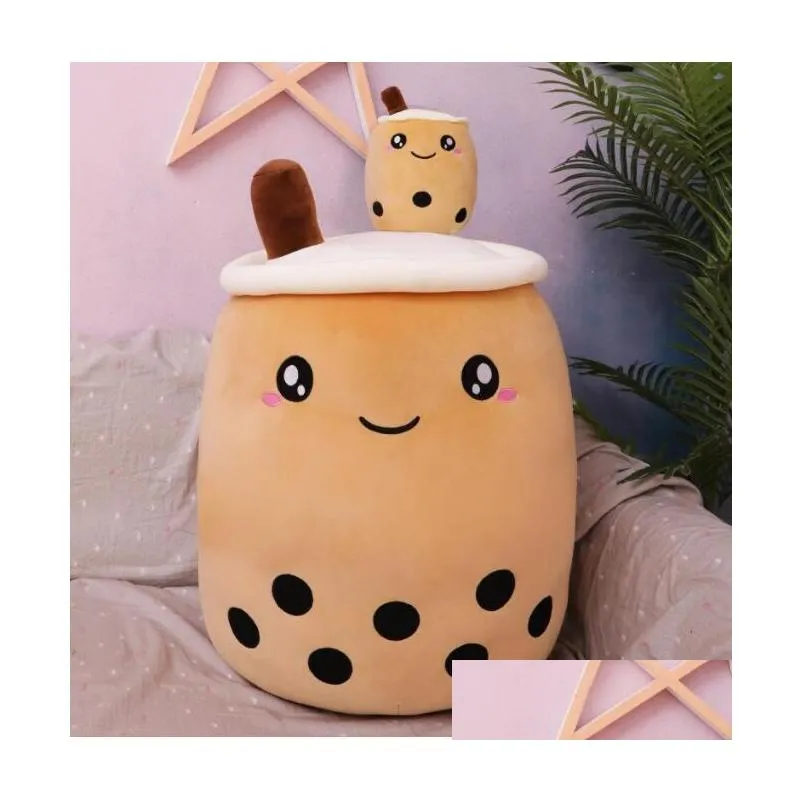 24cm bubble milk tea plush toy brewed boba stuffed cartoon cylindrical body pillow cup shaped pillow super soft hugging cushion creative gift for children