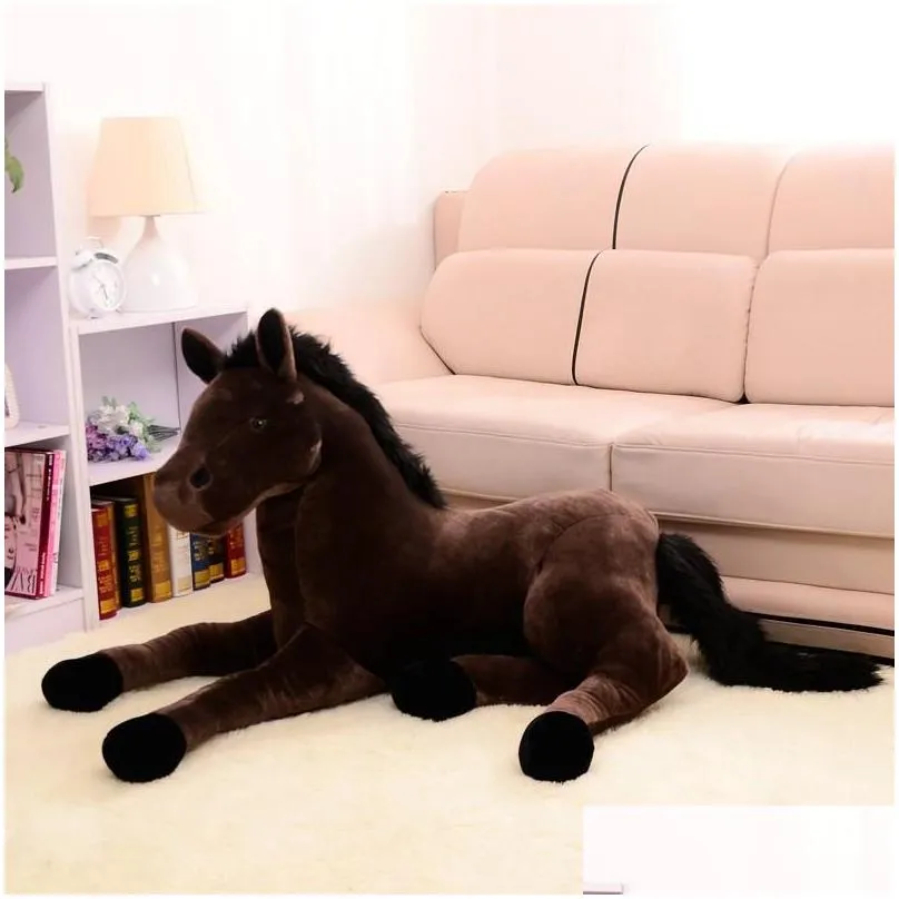 big size simulation animal 70x40cm horse plush toy prone doll for birthday gift 220409