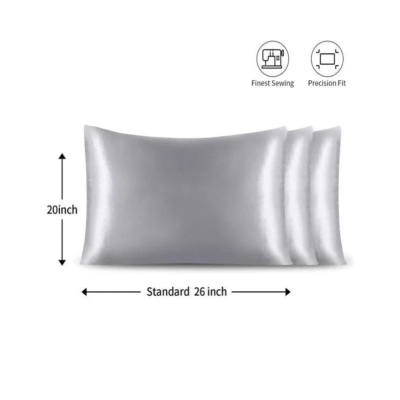 20x26 inch silk satin pillow case cooling envelope pillowcase ice silks skinfriendly pillowslip pillow cover bedding supplies 19 solid