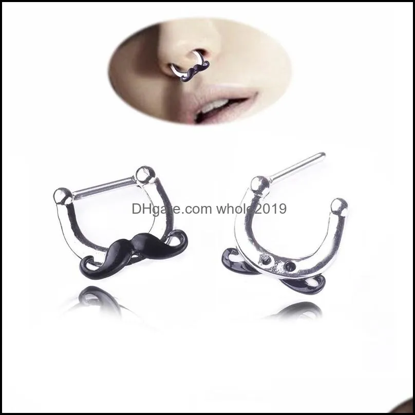 false noses stud beard stainless steel nose ring noseclip fashion trend nasal clip puncture jewelry ornament 3 5ll y2