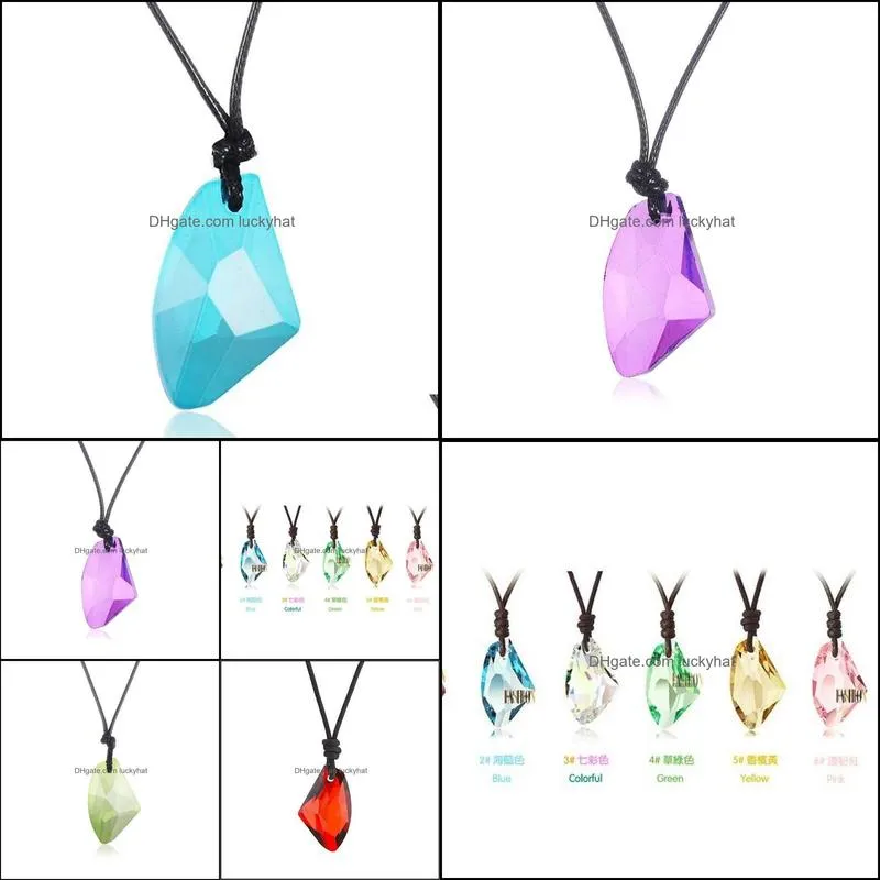 geometric crystal element wish stone necklace wax rope