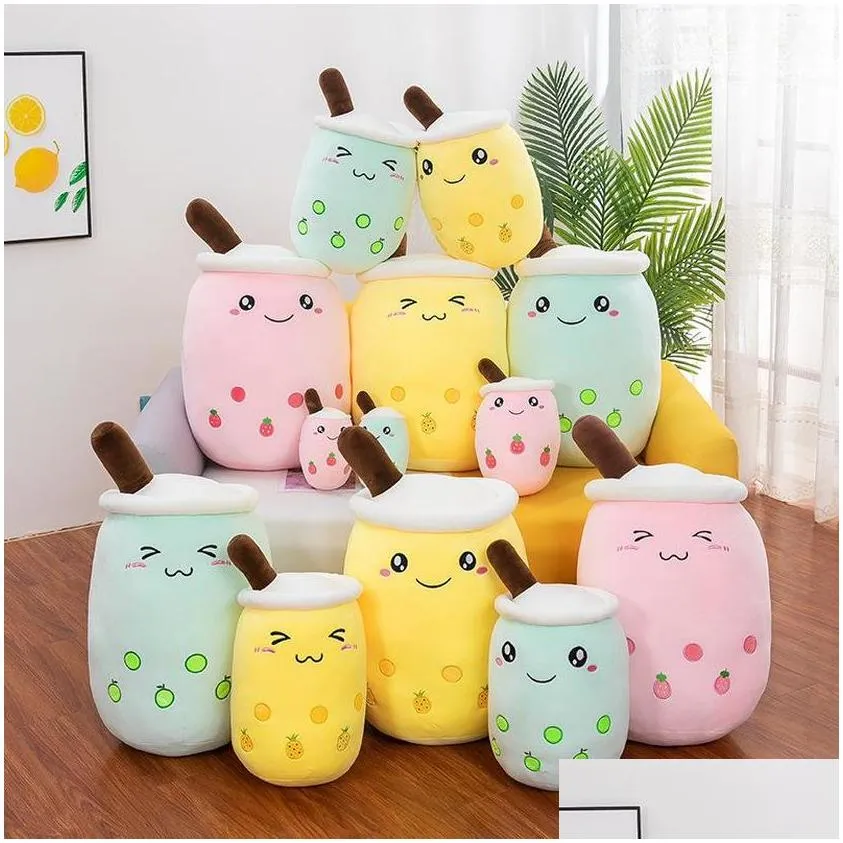 24cm bubble milk tea plush toy brewed boba stuffed cartoon cylindrical body pillow cup shaped pillow super soft hugging cushion creative gift for children