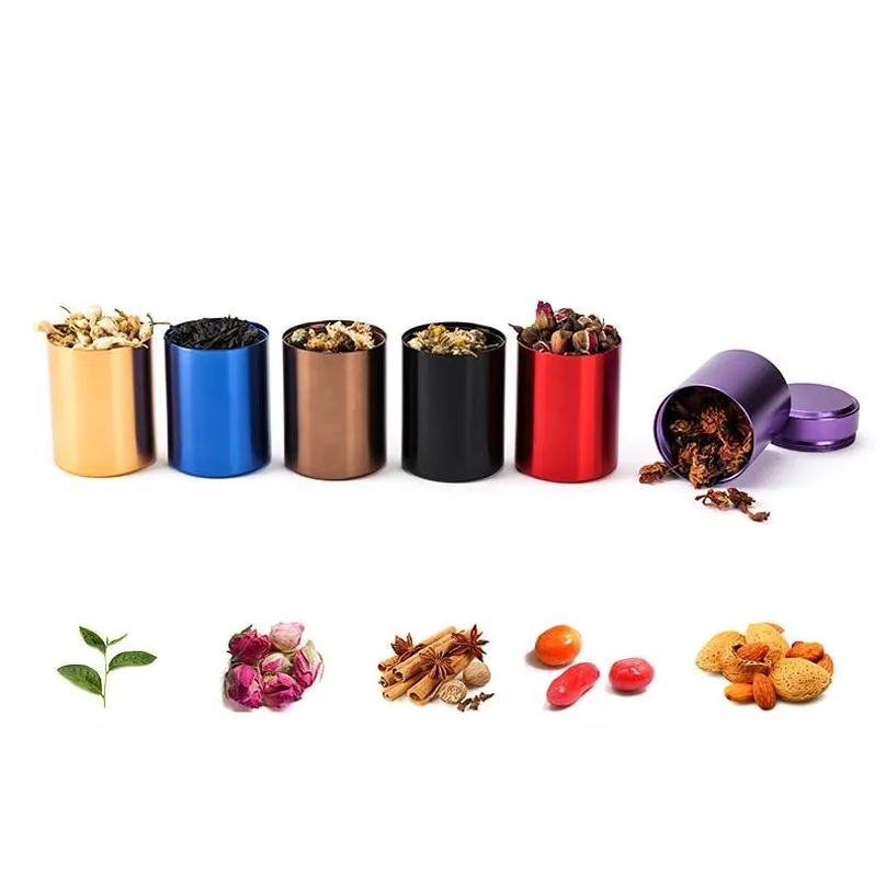 portable jar tea tin box titanium aluminum alloy small cylinder sealed cans 45x70mm coffee tea tin mini container storage boxes