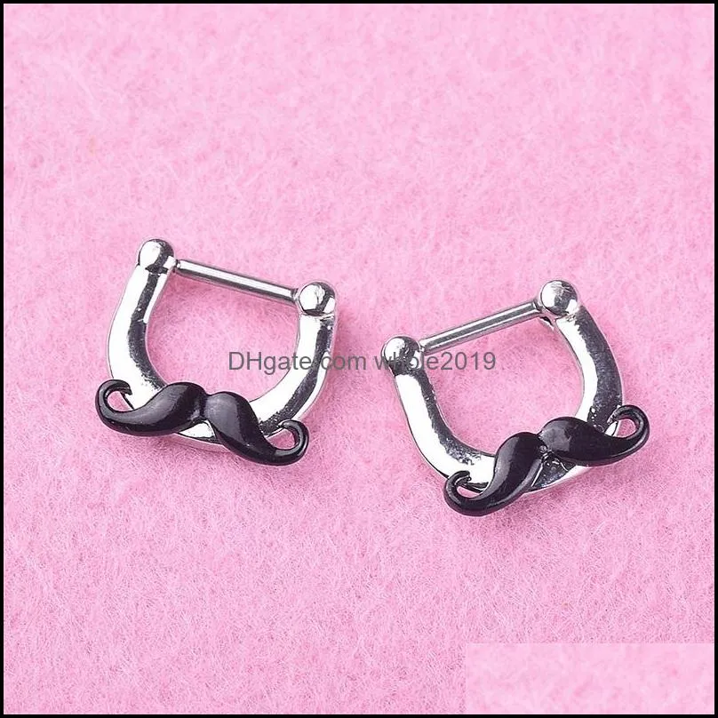 false noses stud beard stainless steel nose ring noseclip fashion trend nasal clip puncture jewelry ornament 3 5ll y2