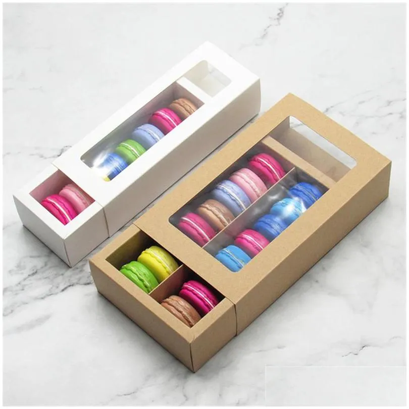 macaron box 2 sizes paper chocolate biscuit muffin boxes packaging holiday gift home supplies