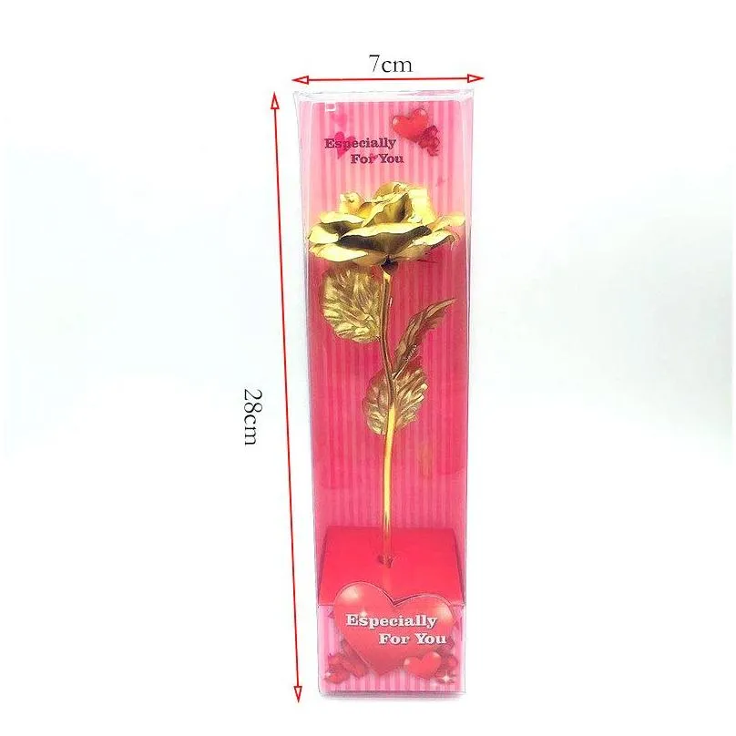 party tanabata valentines day decoration color roses starry sky glowing gold foil rose gift box for women