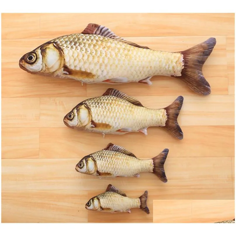 plush creative 3d carp fish shape cat toy gift cute simulation fish playing toy for pet gifts catnip fish stuffed pillow doll