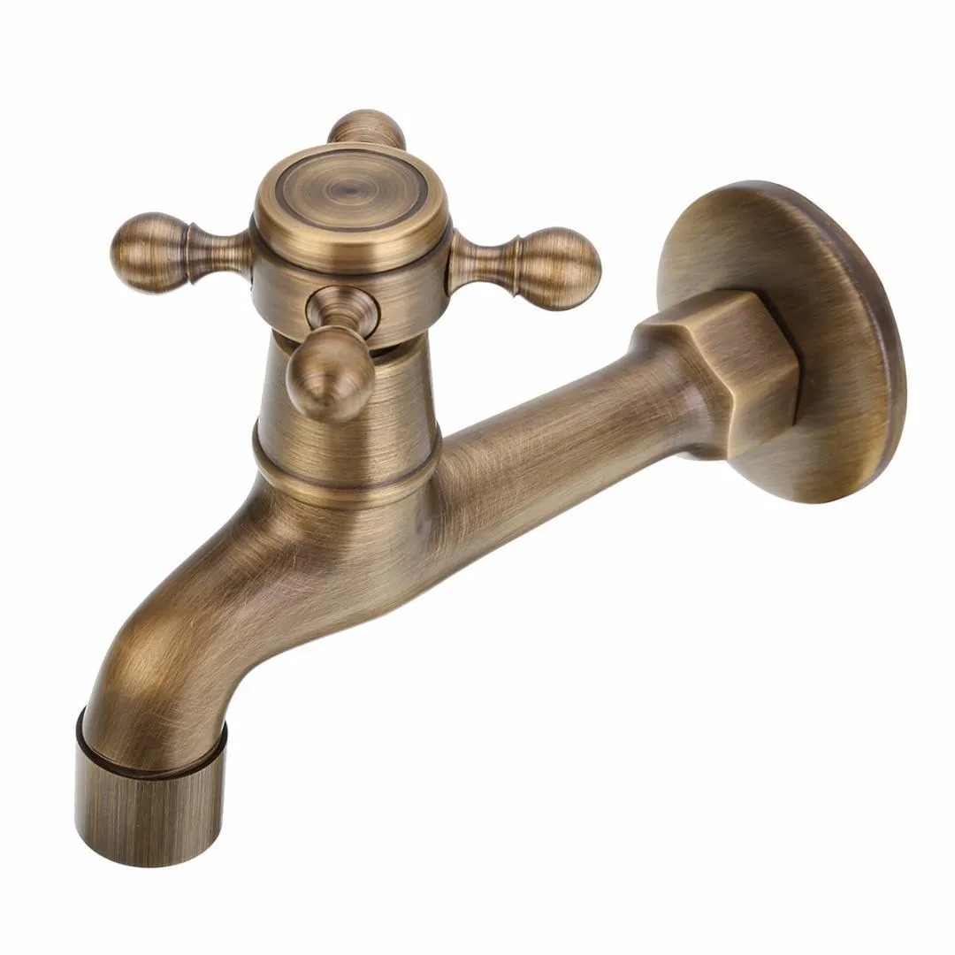 2017 antique wall mounted brass tap kitchen bathroom single faucet tap washing machine replacement high quality mayitr