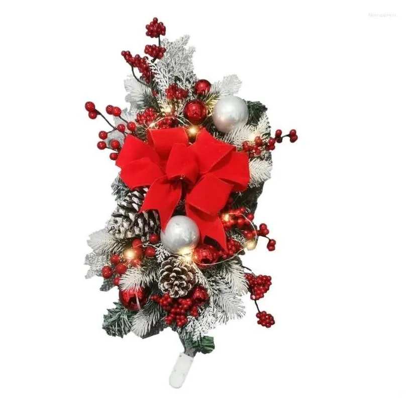 decorative flowers christmas garland decorations wreaths with lights red berry rattan artificial wreath for stair decor