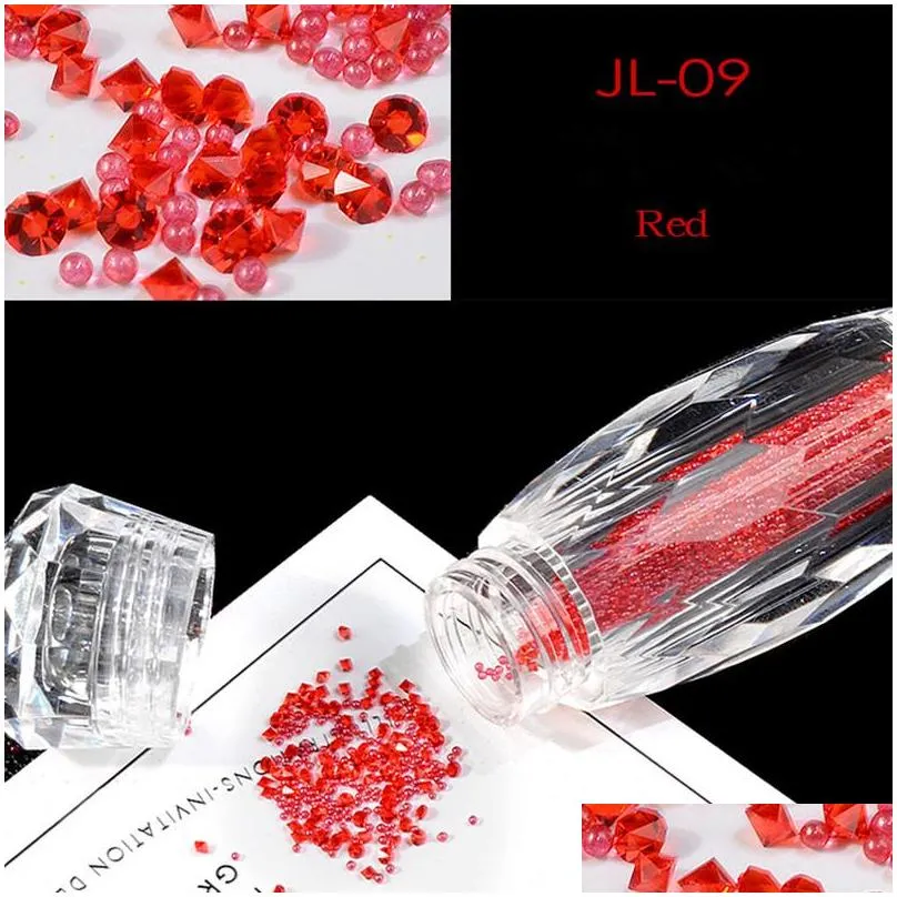 1 bottle mini caviar beads crystal tiny rhinestones glass micro bead for nails diy colorful 3d glitter nail art decorations