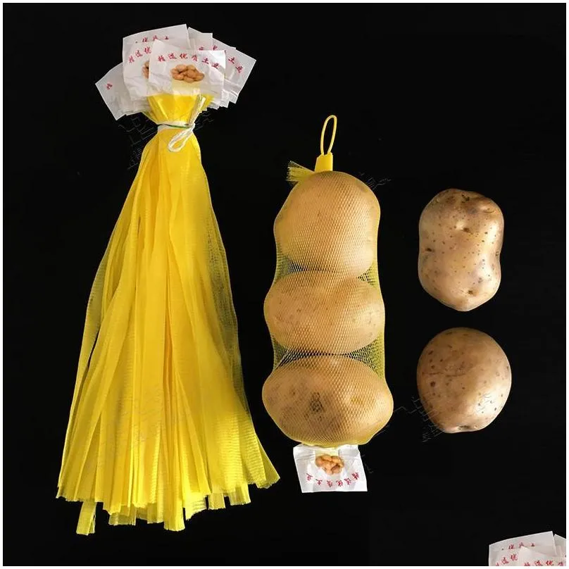 storage bags 100pcs nylon ginger mesh bag dense soft hanging for vegetable corn garlic onion potato organizer wholesale