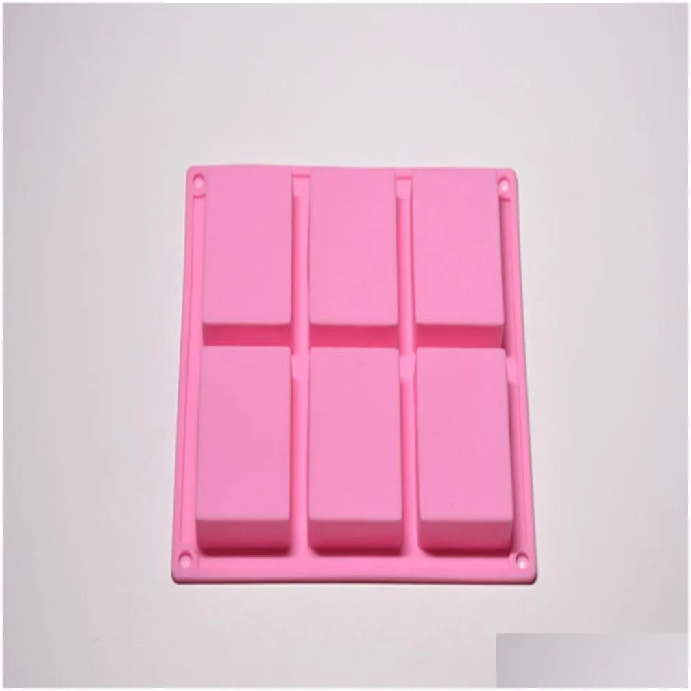 6 cavity plain basic rectangle silicone mould for homemade craft soap mold decorating tools kitchen baking scraper