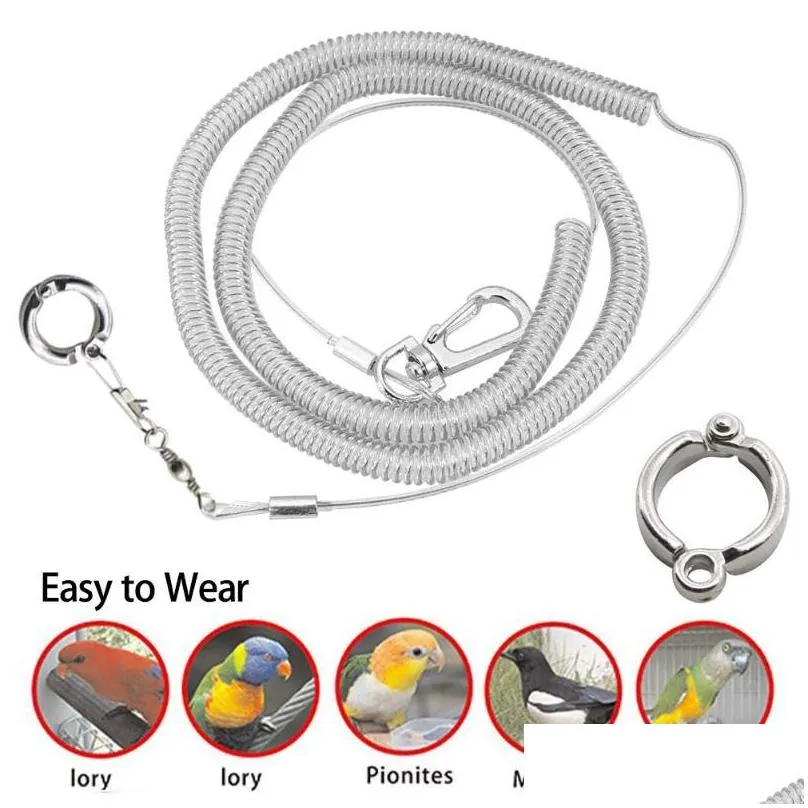 other bird supplies 3m parrot flying training leash ultralight flexible rope antibite with leg ring harness outdoor macaw cockatiel