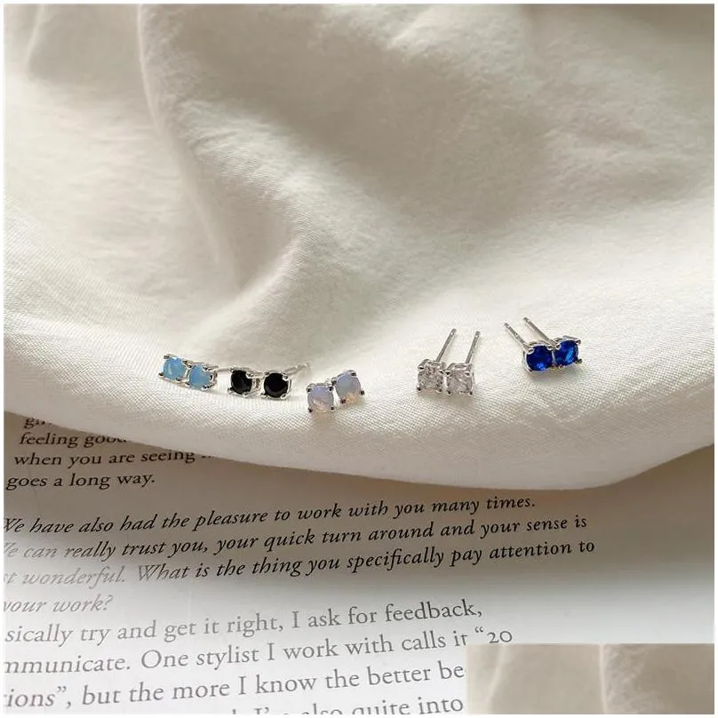 100 925 sterling silver earrings for women new simple mini round cz zircon opal stud earring wedding engagement gifts