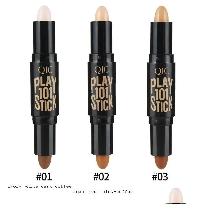 qic highlighter contour stick concealer bar double head waterproof highlight sticks stereo facial brightening pen makeup