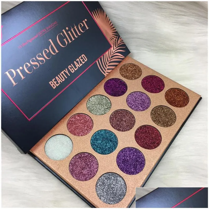 beauty glazed eye shadows glitter 15 color ultra pigment sequined shimmer pearlescent highlighter makeup eyeshadow palette glitter