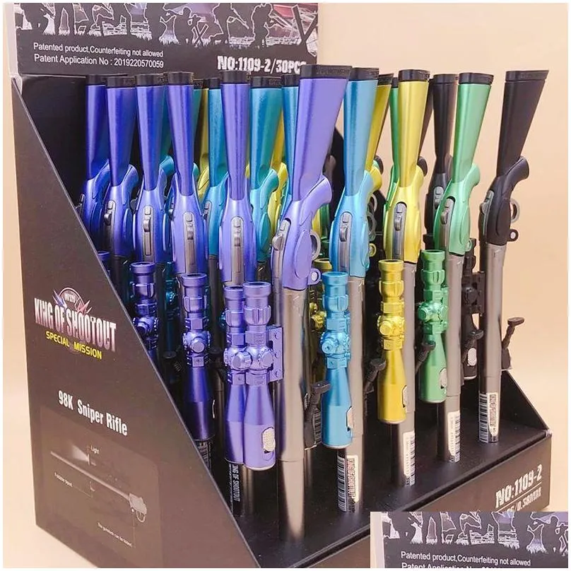 upgraded version 98 gel pen color led lights sniper rifle modeling toy pen for kids gift stationary school supplies1