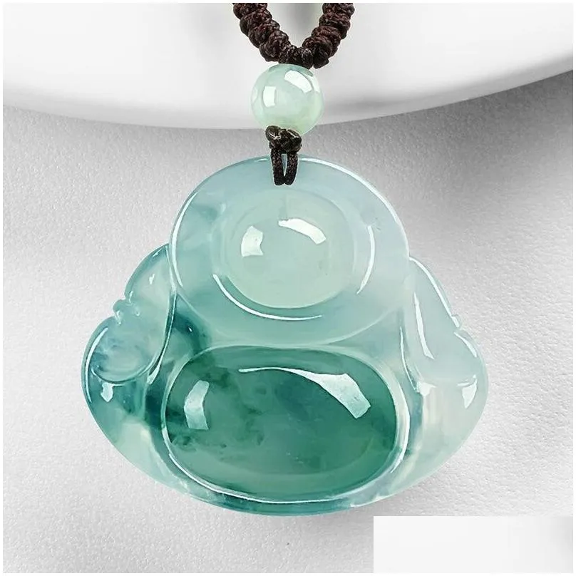 pendant necklaces real burma jadeite buddha pendant feng shui charm necklace men women myanmar emerald jades stone buddha statue lucky amulet gift