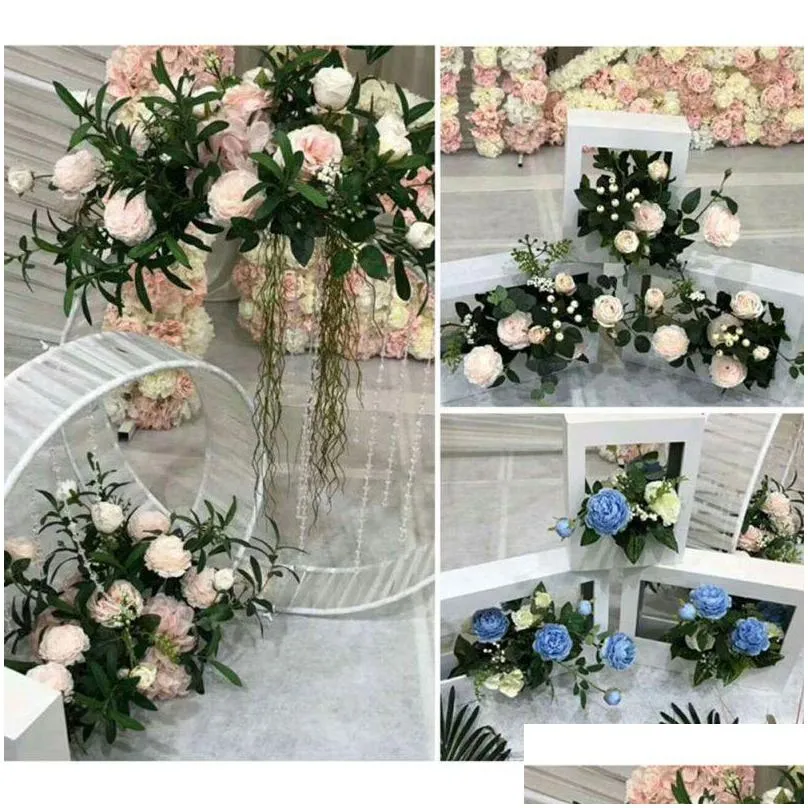 decorative flowers wreaths artificial olive branch leaves simulation vase green plant silk homemade bouquet home garden wedding