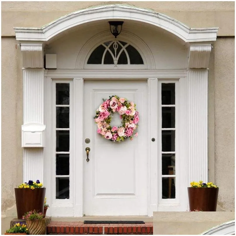 artificial flower wreath peony wreath 16inch door spring round for the front door wedding home decor