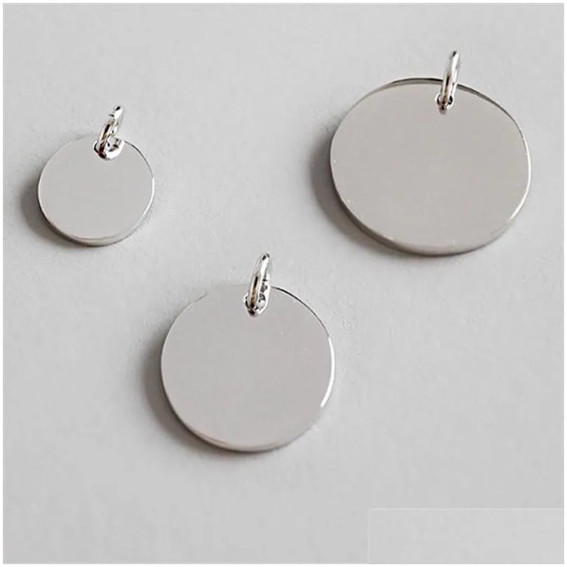 new fashion 100 925 sterling silver round circle pendants fit for necklaces bracelet fine jewelry geometric charms