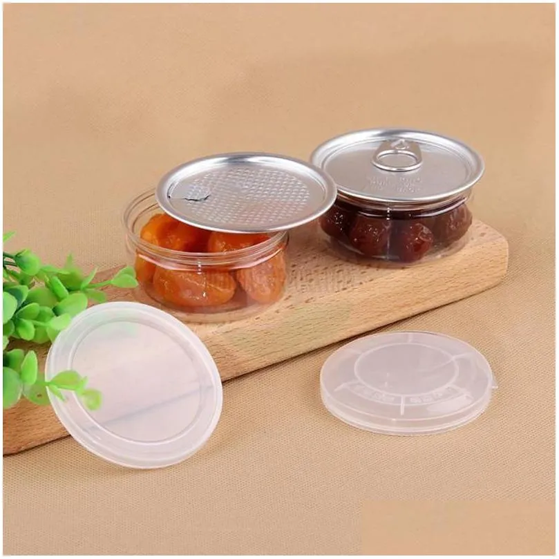 100ml clear plastic jar pet with metal lid airtight tin can pull ring bho oi concentrate container food herb storage box