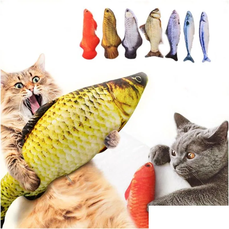 plush creative 3d carp fish shape cat toy gift cute simulation fish playing toy for pet gifts catnip fish stuffed pillow doll