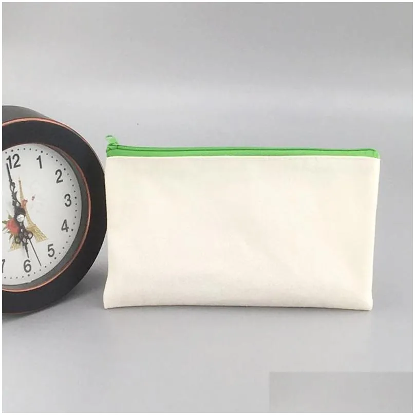 sublimation blank storage bags canvas zipper student pencil case heat transfer diy painting handbag cosmetic bag