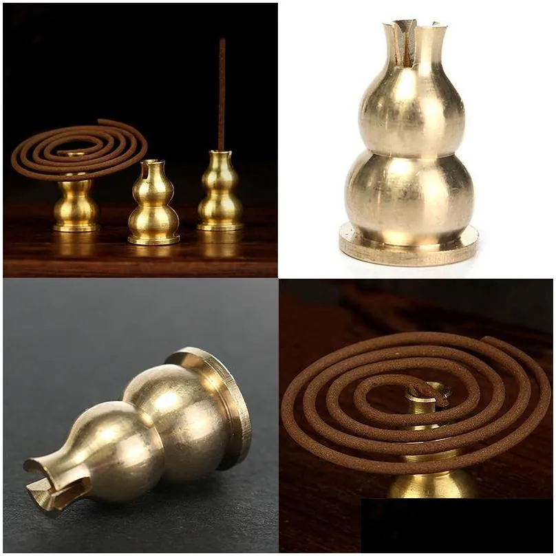 wholesale 3mm brass gourd incense burner holder for thick handmade tibetan coil /sticks home decoration v3663