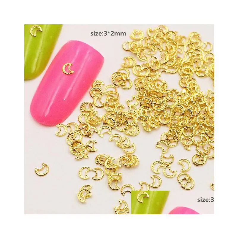 500pcs/bag new japan korea charm 3d nail art deco mini metal kawaii moon rivet studs diy nail tools for manicure