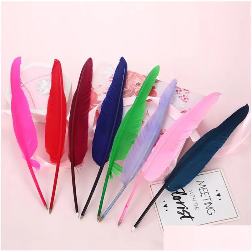 200 pcs feather quill ballpoint pen for office student writing signing pen feather pens for school supplies home decor