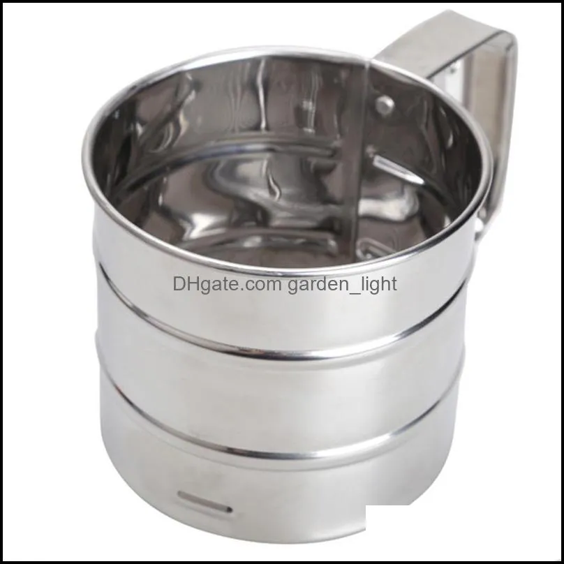 mesh flour sifter manual sugar icing shaker stainless steel cup shape kitchen tools hy99 baking pastry
