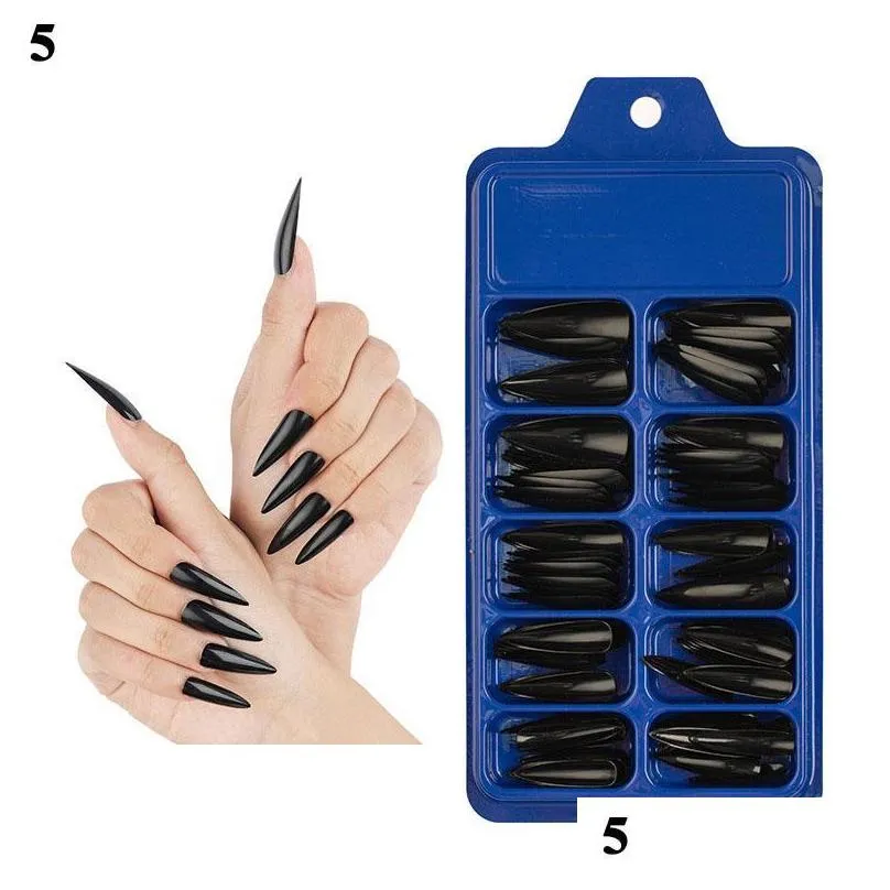 false nails 100pcs french nail press on transparent tips for long stiletto solid color extension manicure tools 2021