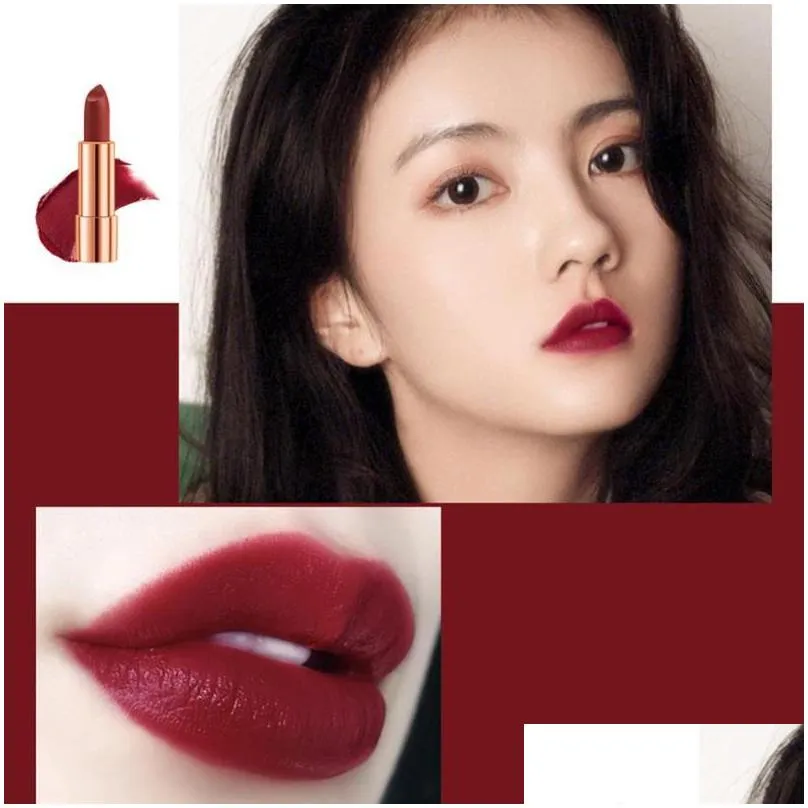 3pcs lipstick makeup set with a cluth holder matte texture long lasting lip makeup gloss lip stick