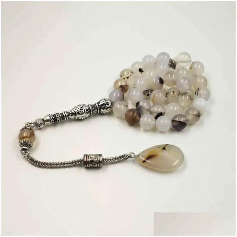 charm bracelets natural agates stone tasbih 33 66 99beads islamic luxurious rosary men muslim misbaha gemstone prayer beads bracelets eid gift