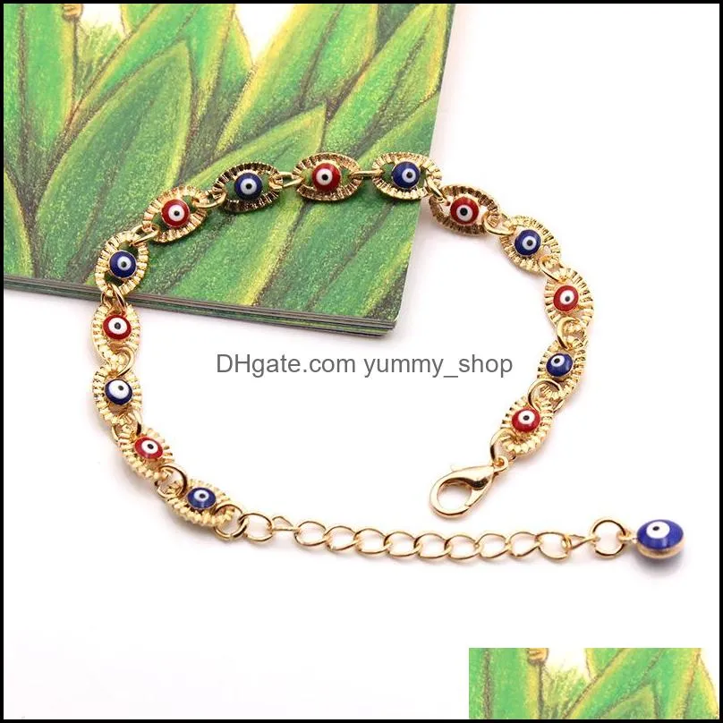 alloy bracelet glue dropping blue red turkey eye bracelets fashionwomen jewelry gold 5ll q2