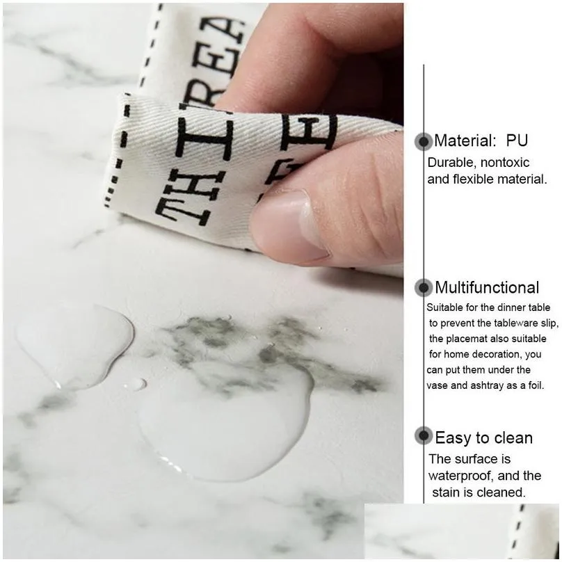 hifuar marble pattern table mat dining table dishware coasters pu placment kitchen tableware pad wedding party decorative mat