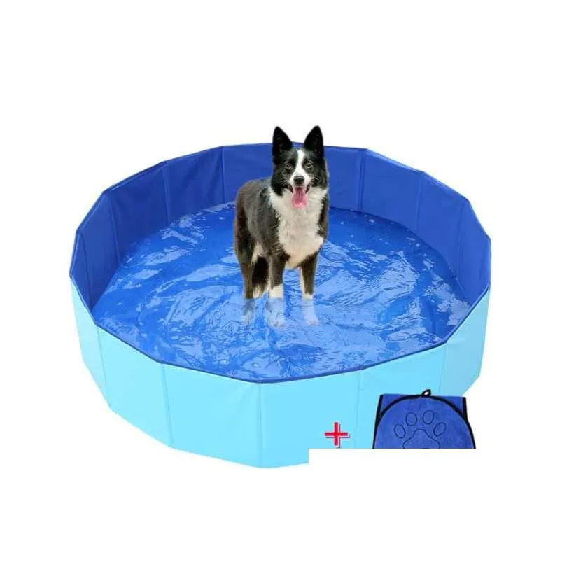 kennels pens dog pool foldable swimming pet bath tub bathtub collapsible bathing for dogs cats kids drop