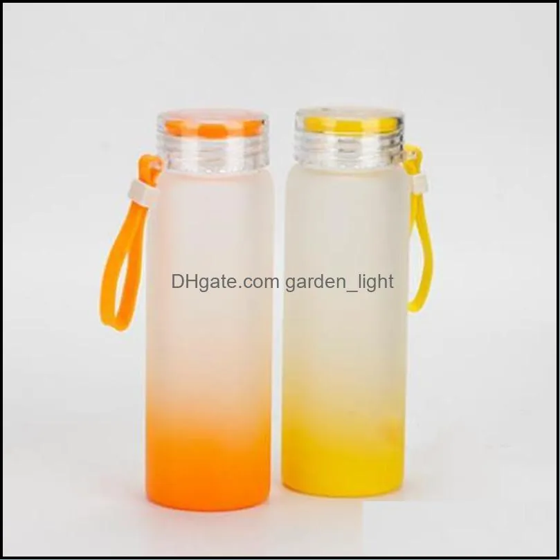 sublimation water bottle 500ml frosted glass party favor water bottles gradient blank tumbler drink ware cups