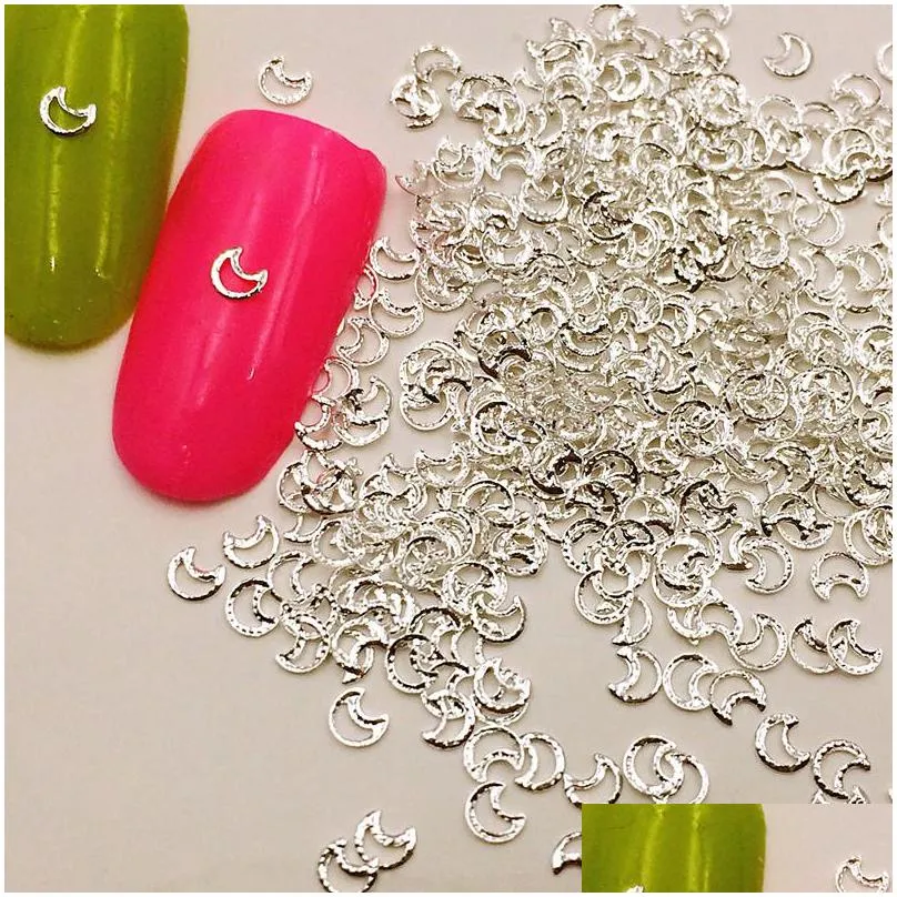 500pcs/bag new japan korea charm 3d nail art deco mini metal kawaii moon rivet studs diy nail tools for manicure
